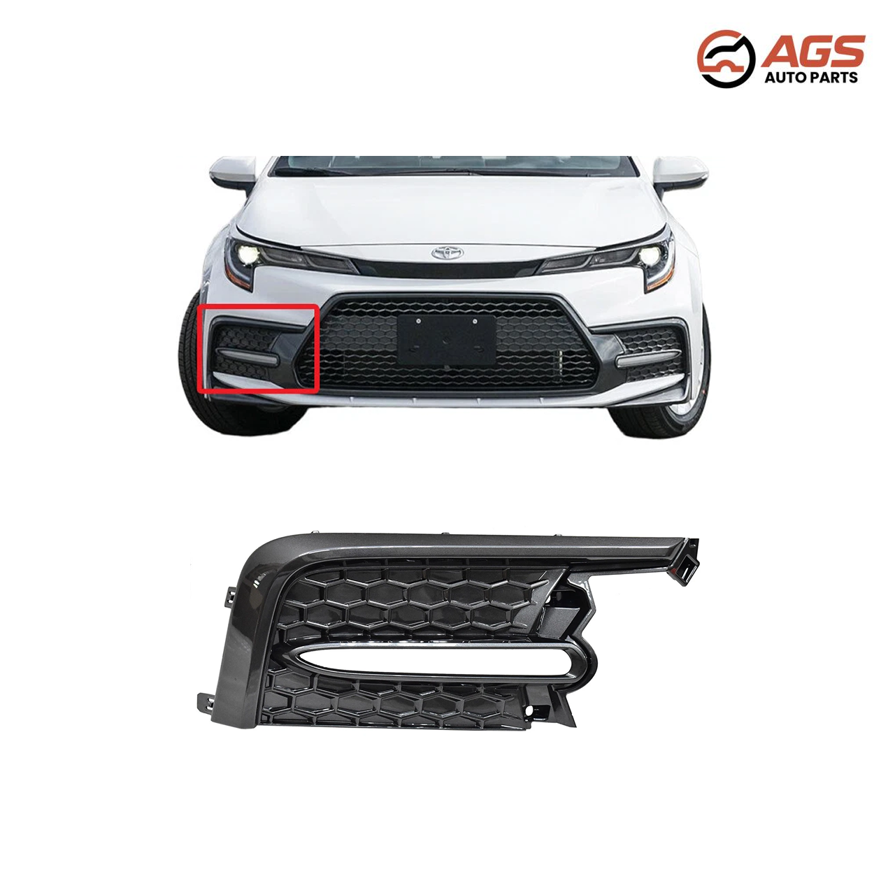 TOYOTA COROLLA 2020-2022 - RT FRONT BUMPER INSERT (SE|XSE; Sedan; w/o Apex; w/o Nightshade Edition; North America Built)