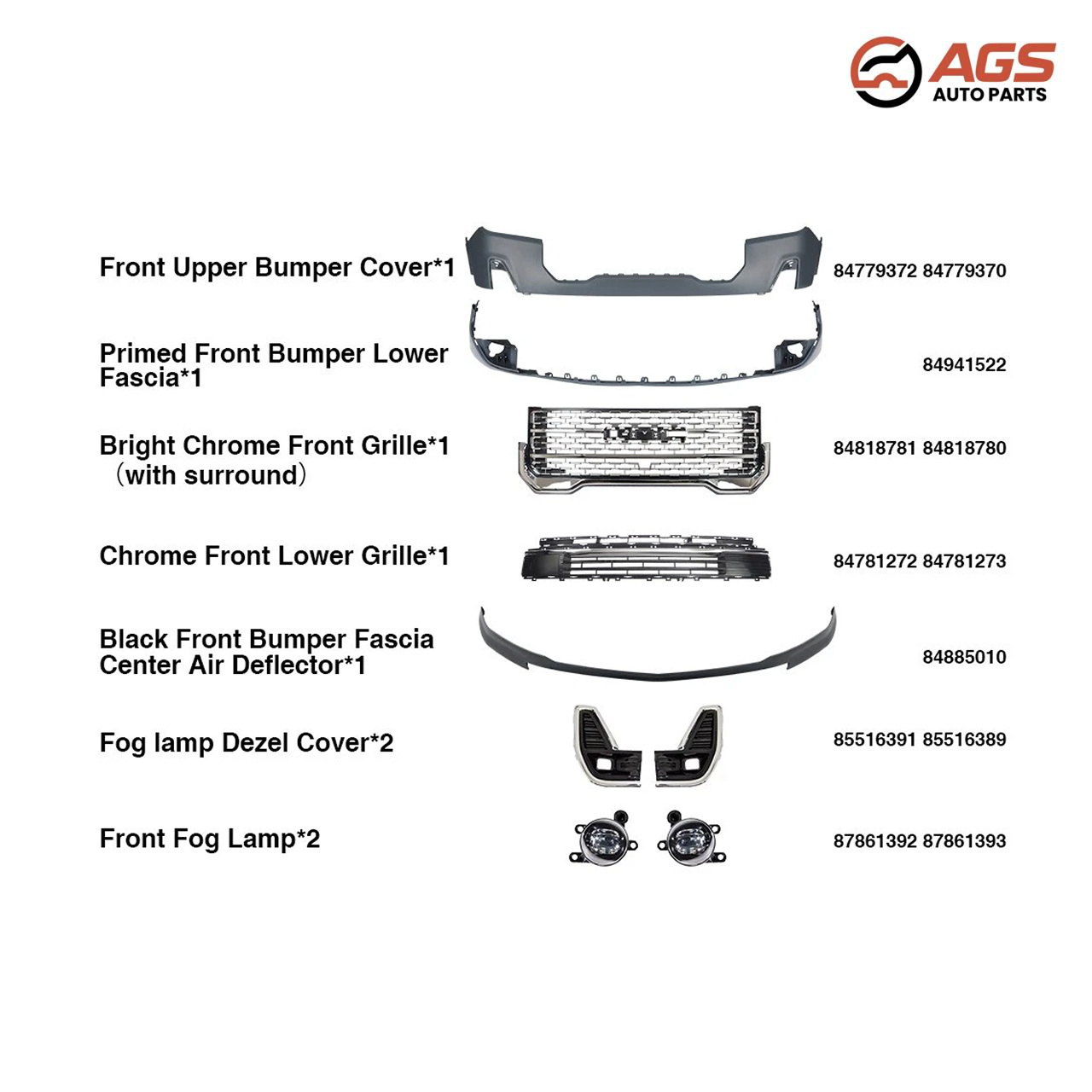GMC ACADIA 2020-2023 - FRONT BUMPER COVER (Kit)