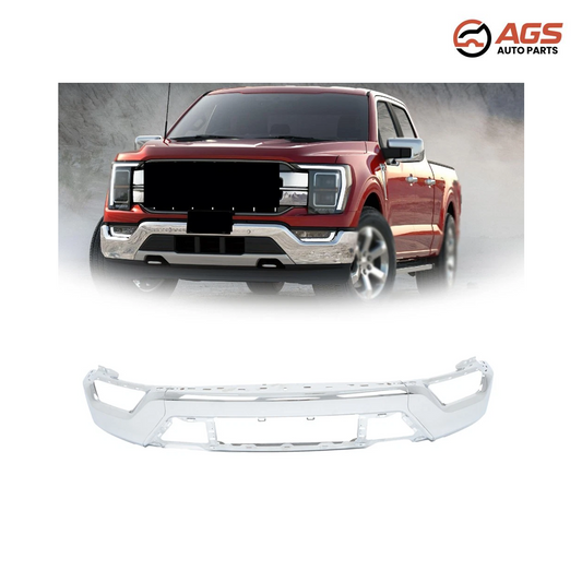 FORD F-150 2021-2023 - FRONT BUMPER FACE BAR (w/o Active Park Assist; w/o Park Distance Sensors; Chrome)