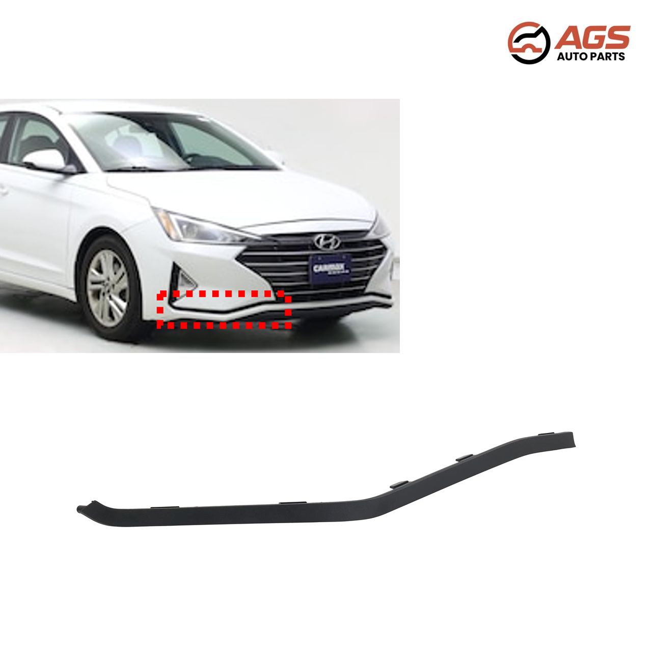 HYUNDAI ELANTRA 2019-2020 - RT Front bumper molding (USA Built)