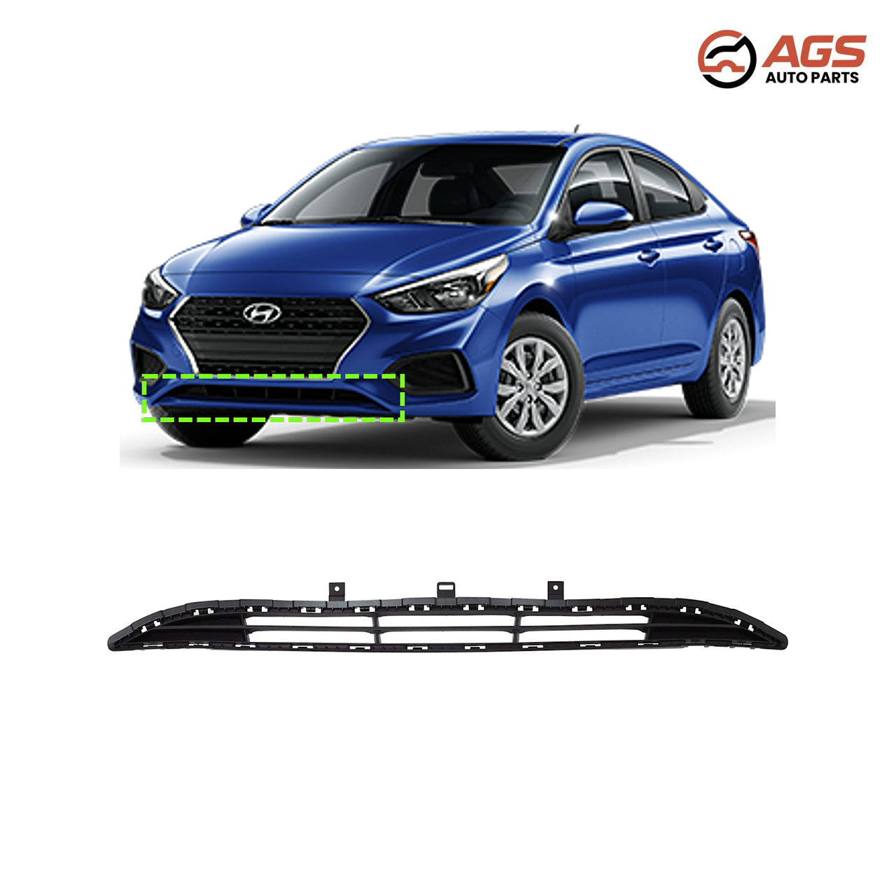 HYUNDAI ACCENT 2018-2022 - FRONT BUMPER GRILLE (Sedan; w/o Autonomous Emergency Braking)