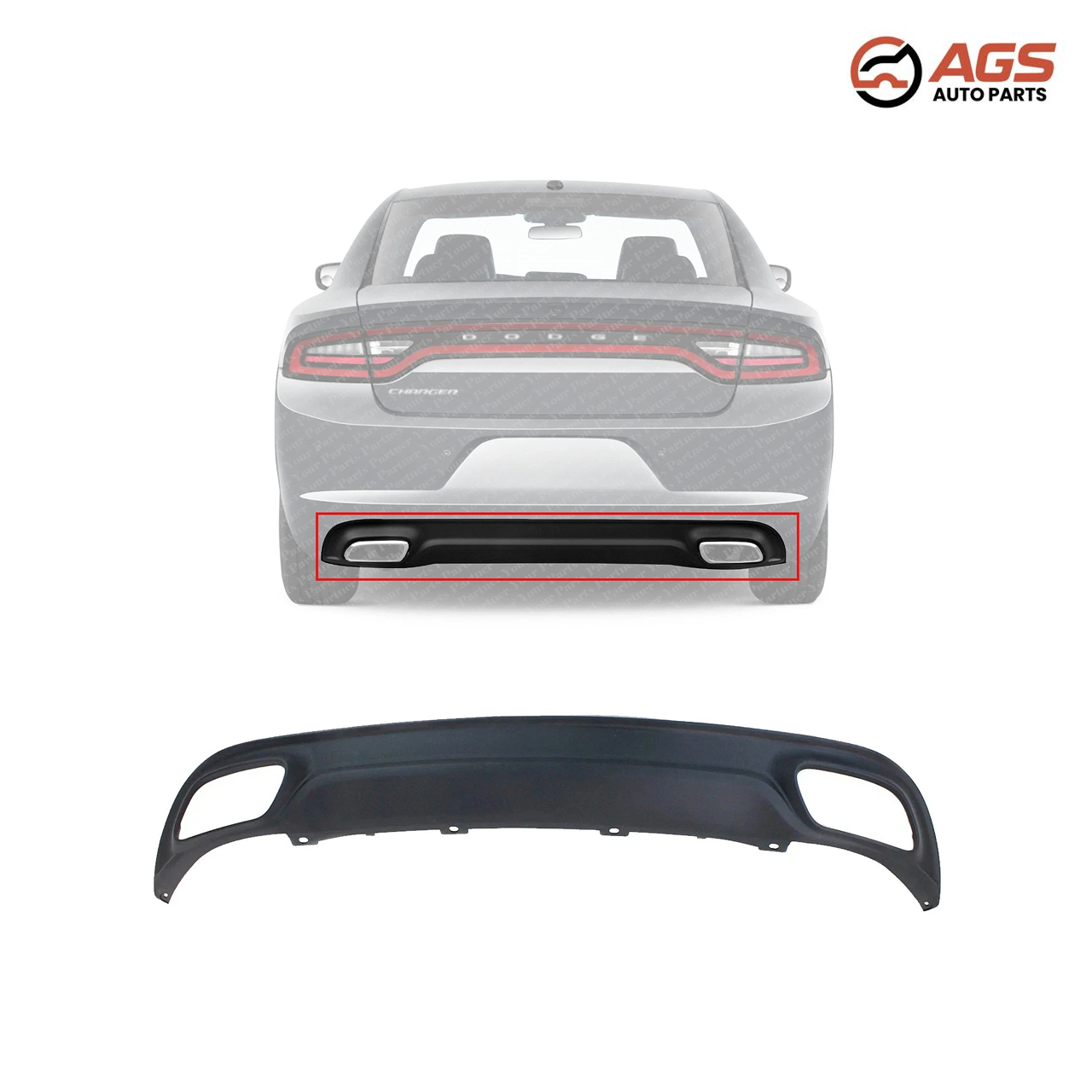 DODGE CHARGER 2015-2023 - REAR BUMPER VALANCE PANEL (SE|SXT|R/T|R/T Road & Track; w/o Police Pkg)