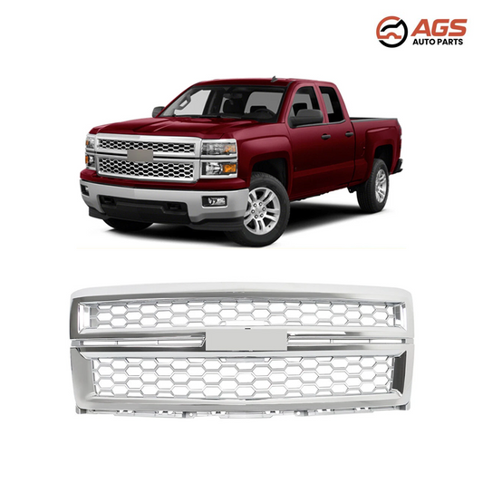 CHEVROLET SILVERADO 1500 2014-2015 - GRILLE ASSY (LS|LT|LTZ|W/T; w/Rally Pkg; w/o Z71 Pkg; Chrome Mesh/Chrome Surround)
